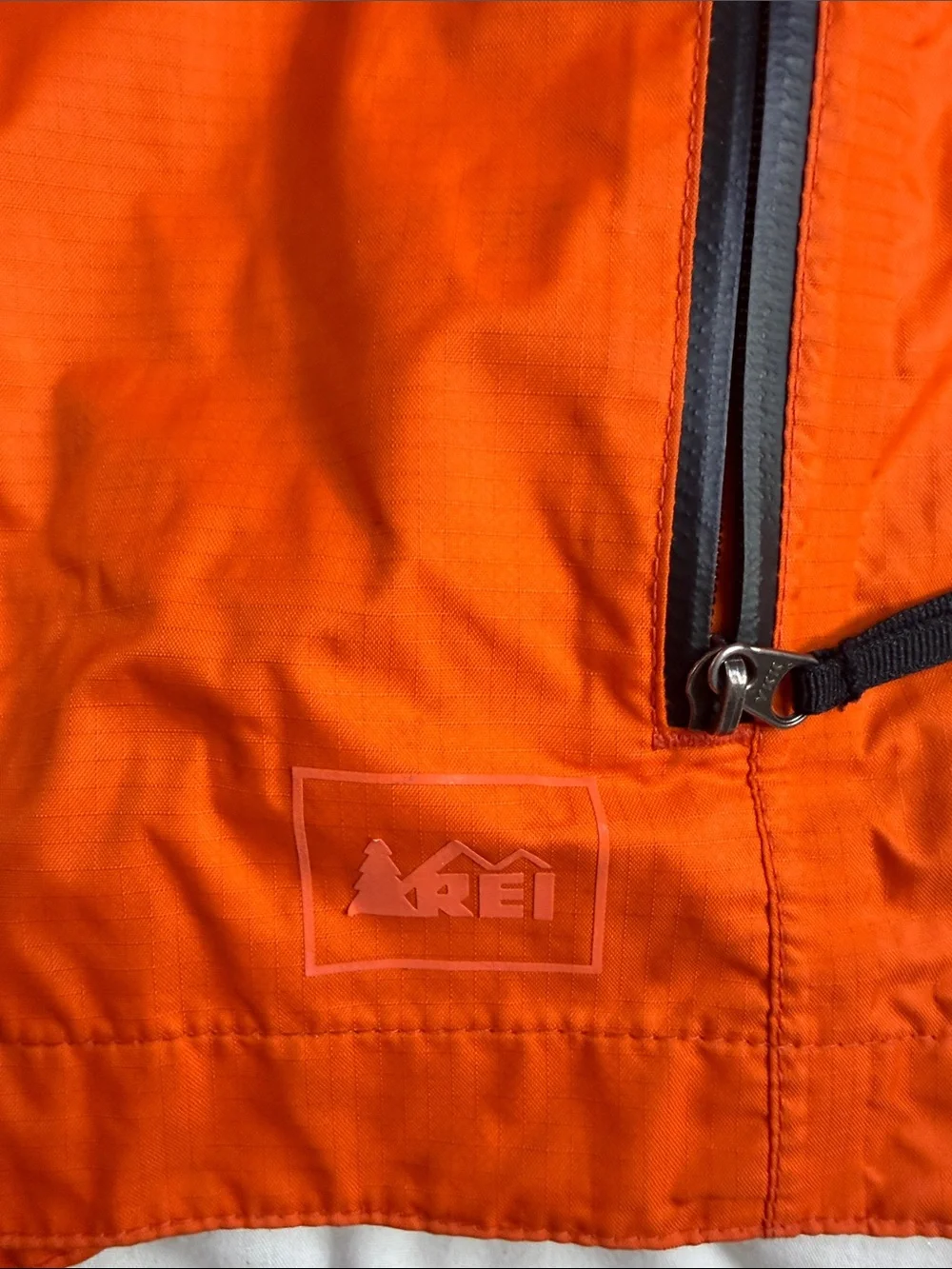 REI Kids Orange Hooded Rain Jacket with Reflective Trim
